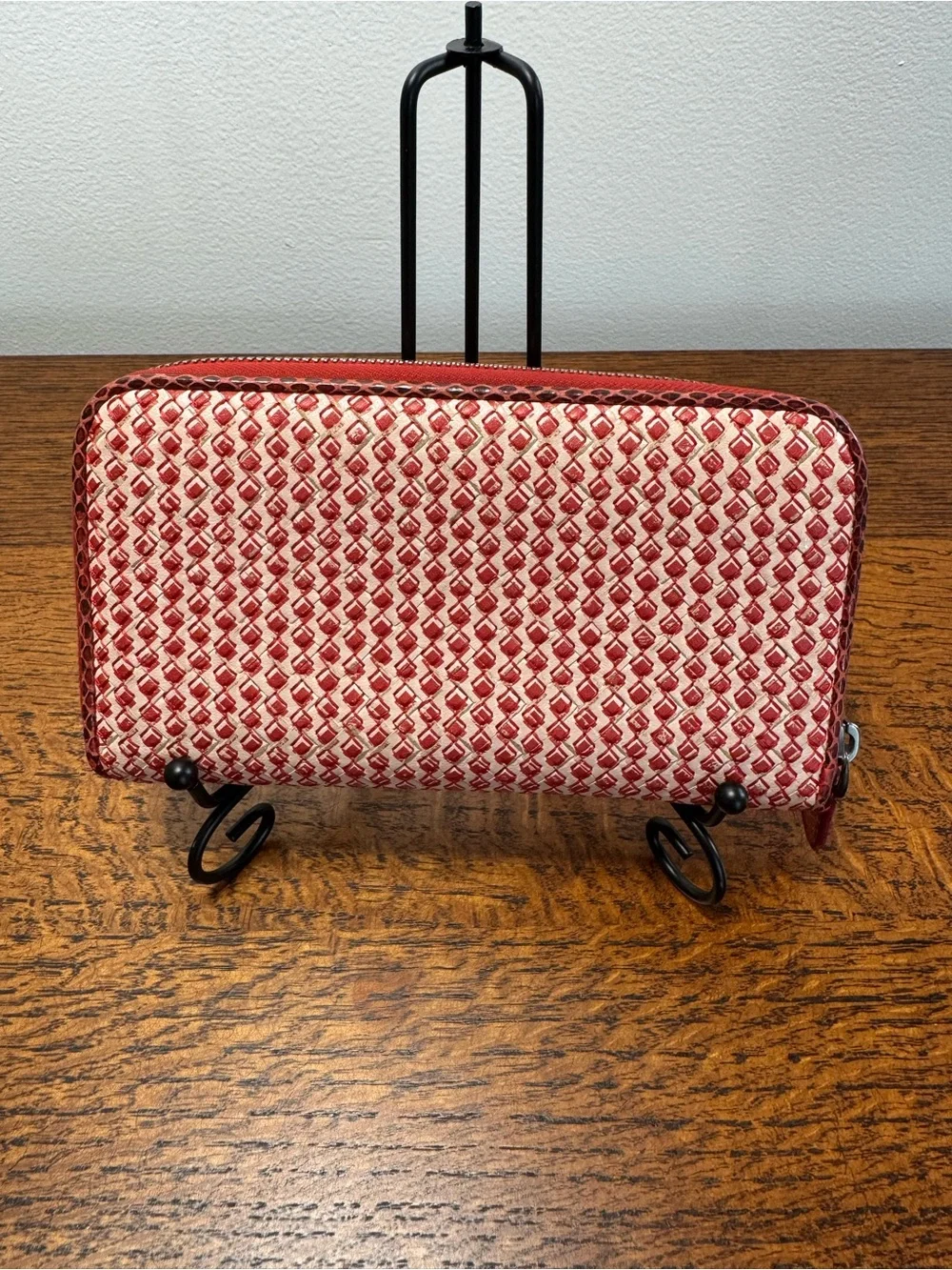 Bottega Veneta Woven Intrecciato Zip Around Wallet w/Python Trim w/ COA